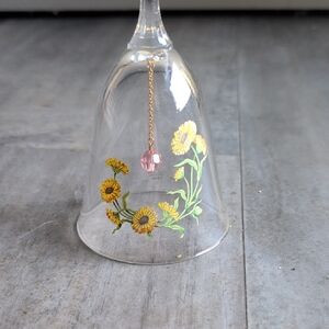 Avon Crystal Glass with Yellow Floral Design
